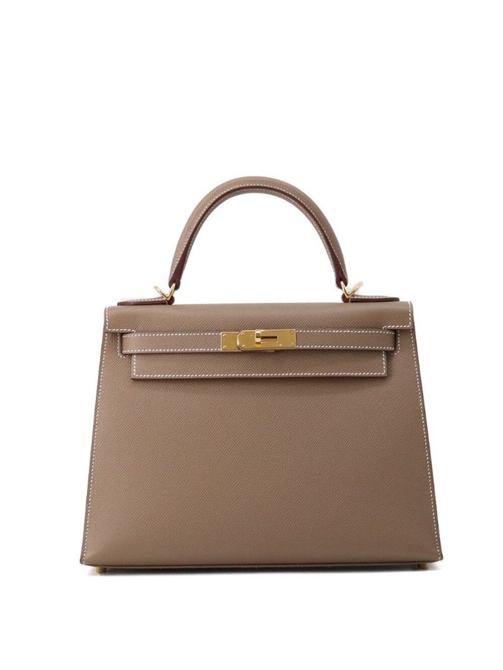 Hermes Handbag Kelly 28 Sellier Etoupe Gold Epsom 2-Way